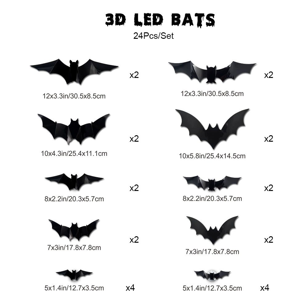 Halloween 3D Light-Up Bat Decorations