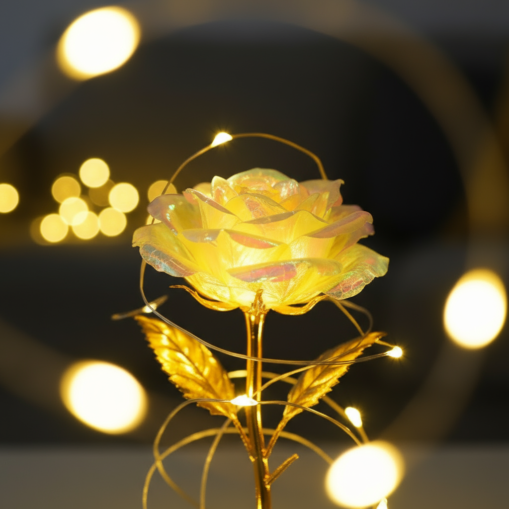 Simulated Gold Foil Rose & Preserved Flower