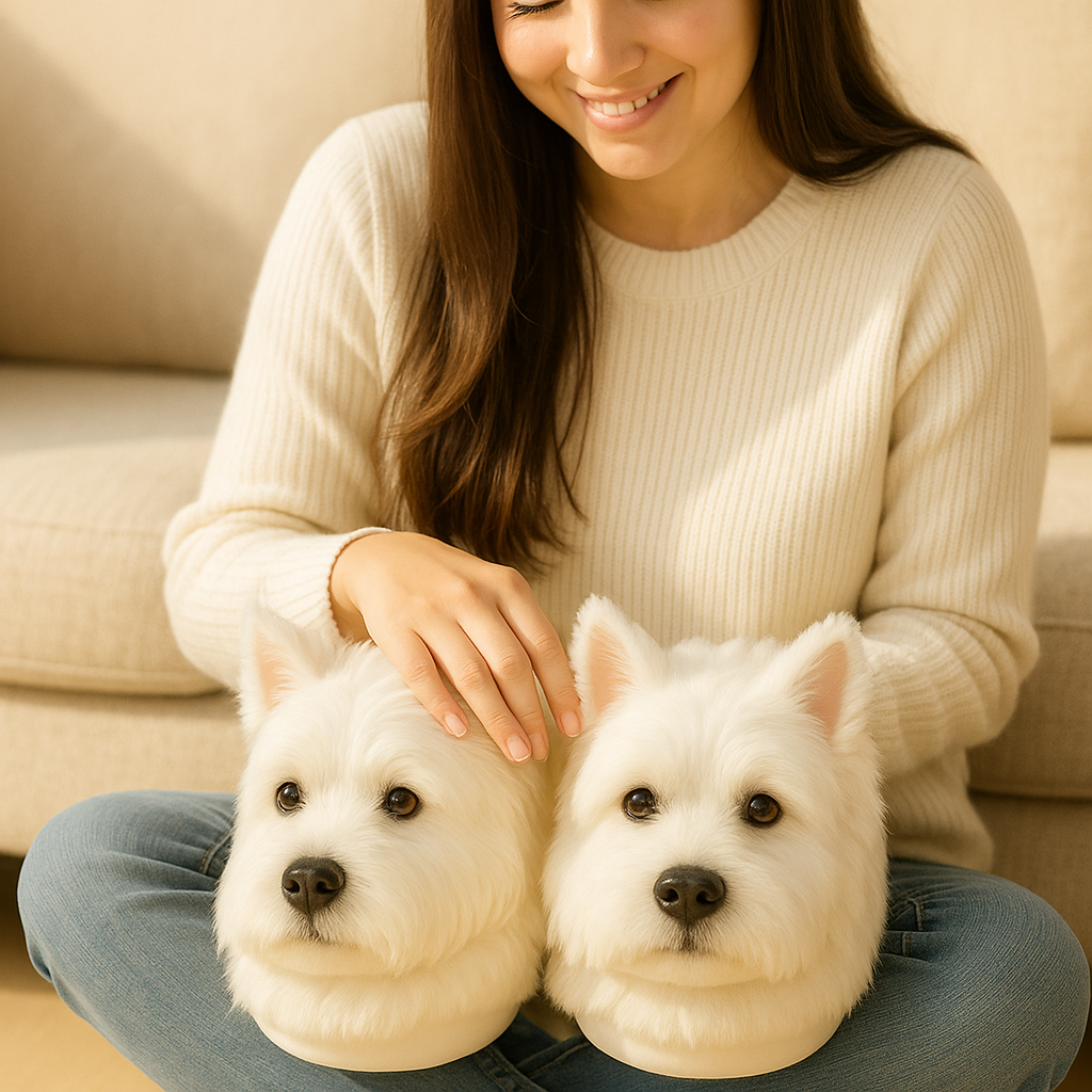 🟣Super Realistic Dog Plush Slippers — Feel Like Walking with Your Dog Every Step