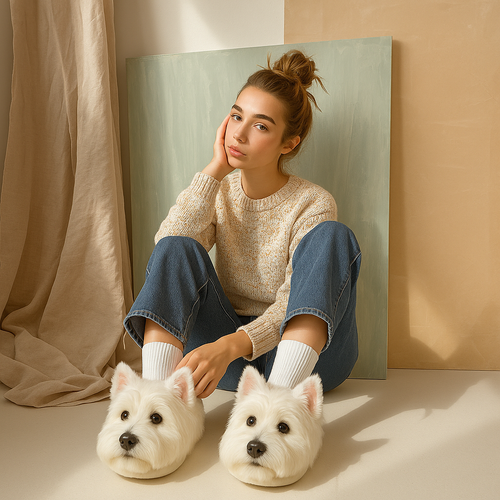 🟣Super Realistic Dog Plush Slippers — Feel Like Walking with Your Dog Every Step