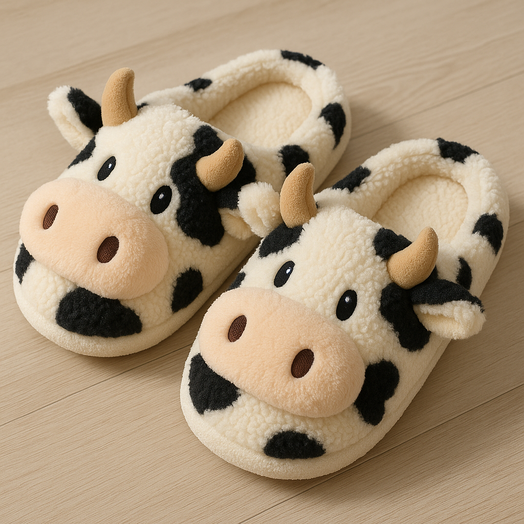 Super Realistic Cow Plush Slippers — Feel Like Walking with a Cow Every Step