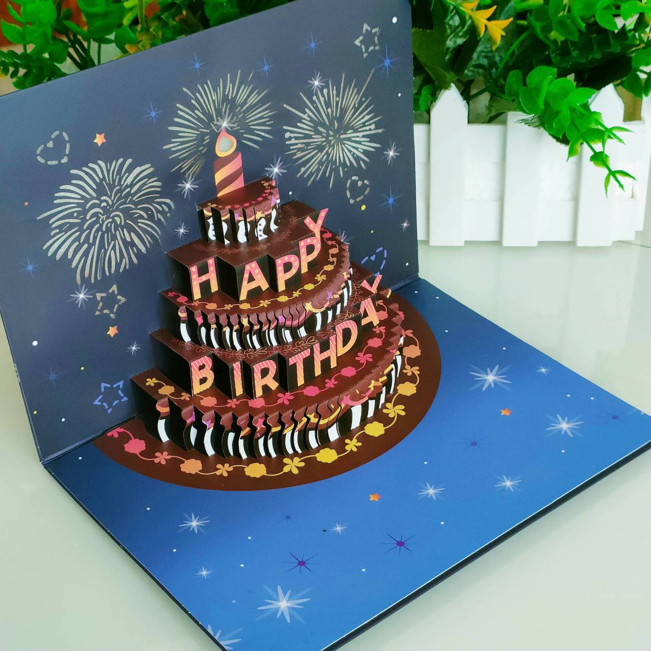 LIGHTS & SOUND Pop up Happy Birthday Cardπ