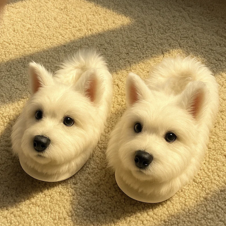 🟣Super Realistic Dog Plush Slippers — Feel Like Walking with Your Dog Every Step