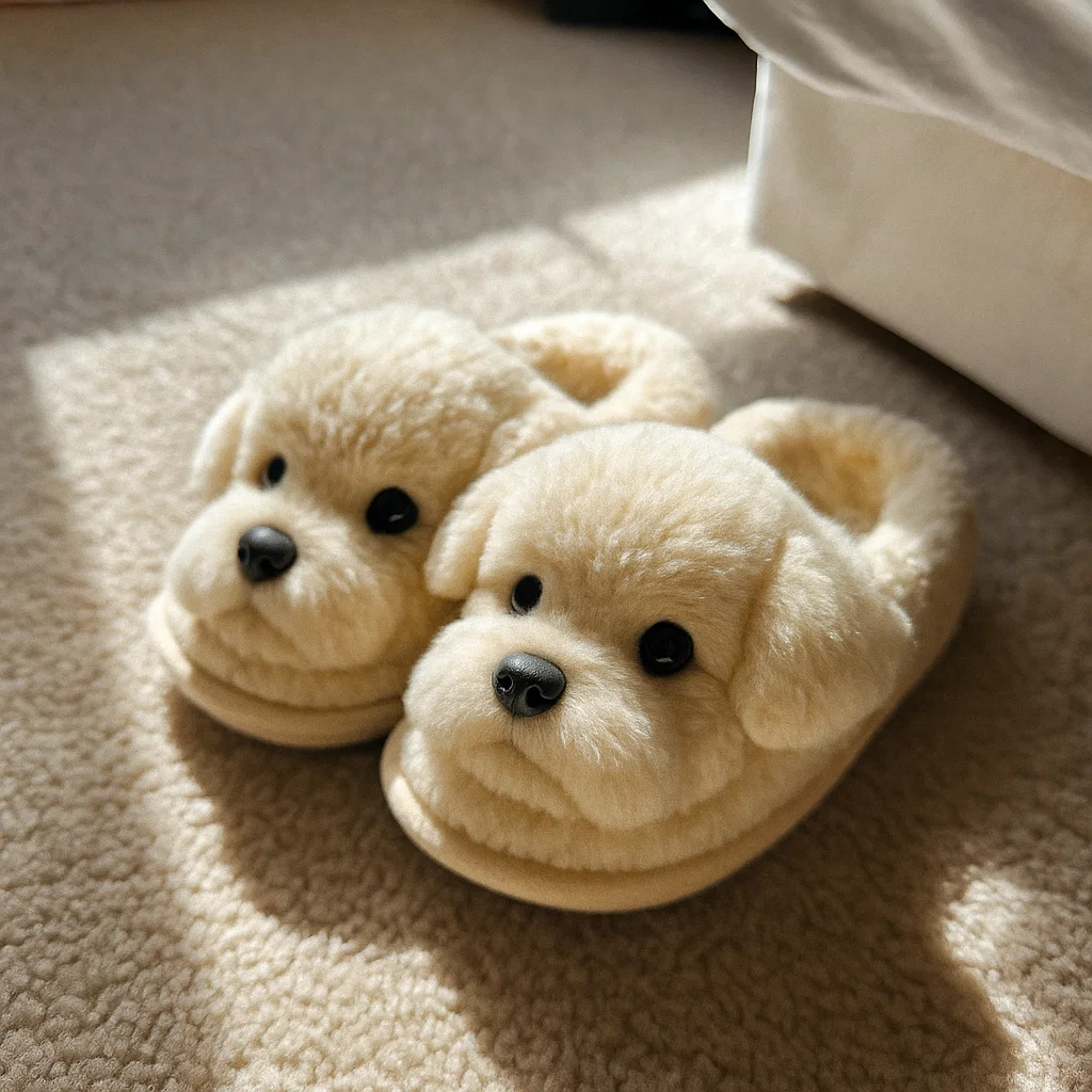 🟣Super Realistic Dog Plush Slippers — Feel Like Walking with Your Dog Every Step