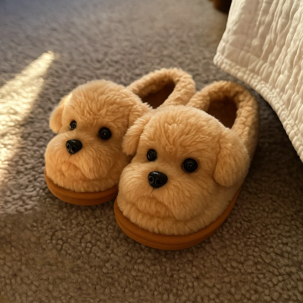 🟣Super Realistic Dog Plush Slippers — Feel Like Walking with Your Dog Every Step
