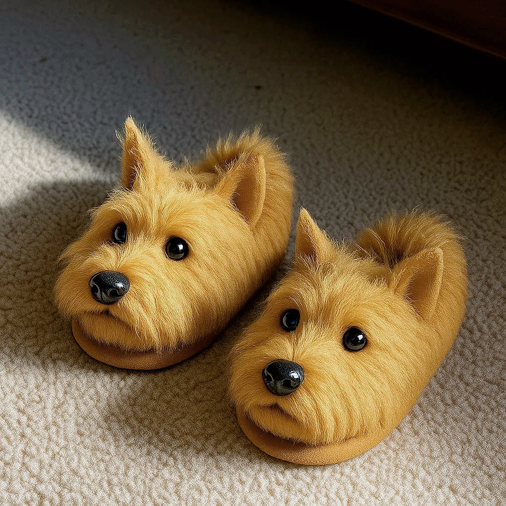 🟣Super Realistic Dog Plush Slippers — Feel Like Walking with Your Dog Every Step