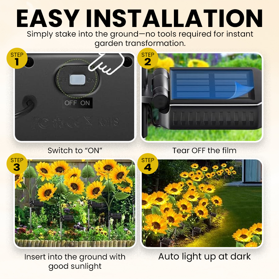 Solar LED Sunflower Lights for Outdoor Garden Decor