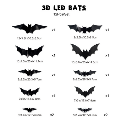 Halloween 3D Light-Up Bat Decorations