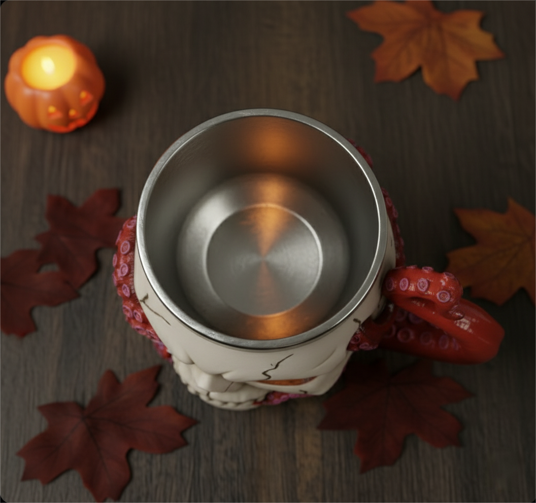 Gothic Octopus Tentacle Skull Stainless Steel Beer Mug & Goblet