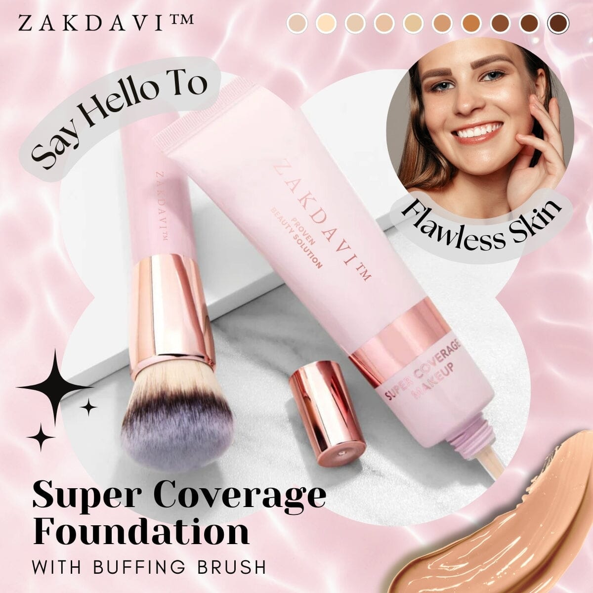 Zakdavi Super Coverage Foundation with Buffing Brush